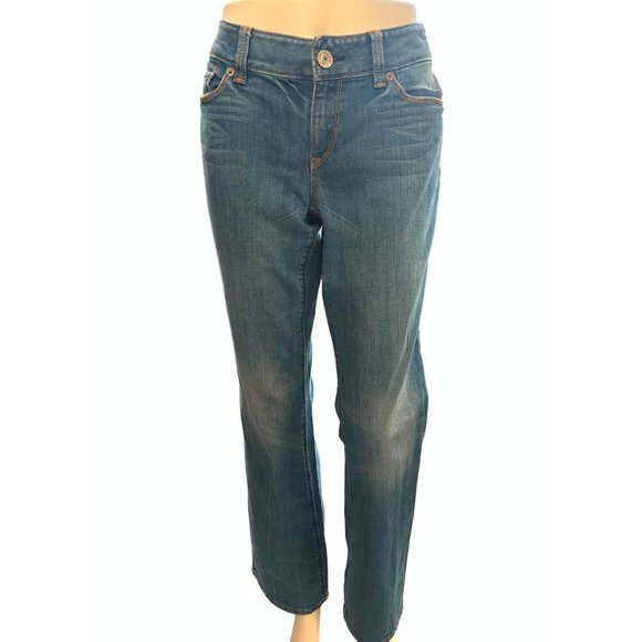 Ann Taylor LOFT Cotton Spandex Blend Curvy Boot Denim Blue Jeans Size 27/4 - Picture 1 of 16